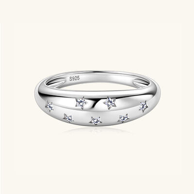 925 Sterling Silver Inlaid Moissanite Star Ring Shop One Place