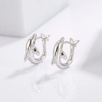 925 Sterling Silver Zircon Dolphin Earrings Shop One Place