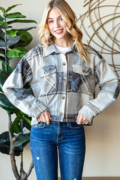 Reborn J Plaid Button Up Long Sleeve Shacket Shop One Place