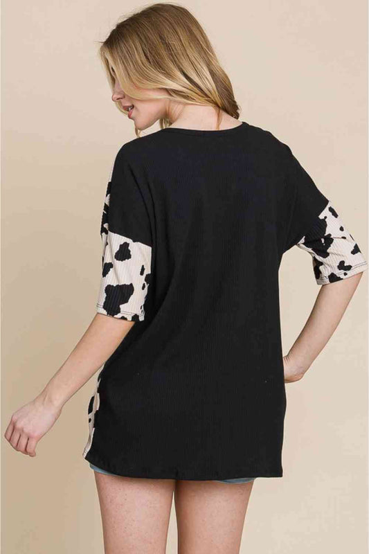 BOMBOM Rodeo Love Ribbed Animal Contrast Tee Shop One Place