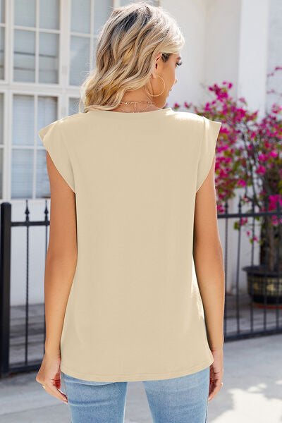 V-Neck Cap Sleeve Tank Shop One Place