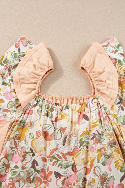 Ruffled Floral Square Neck Blouse Shop One Place