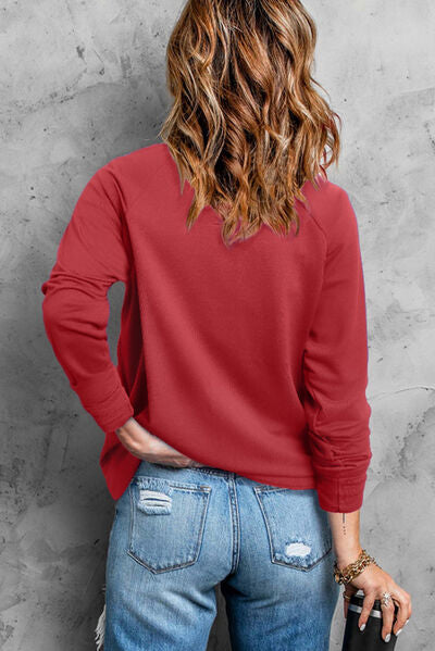 Heart Pearl Detail Round Neck Sweatshirt Shop One Place