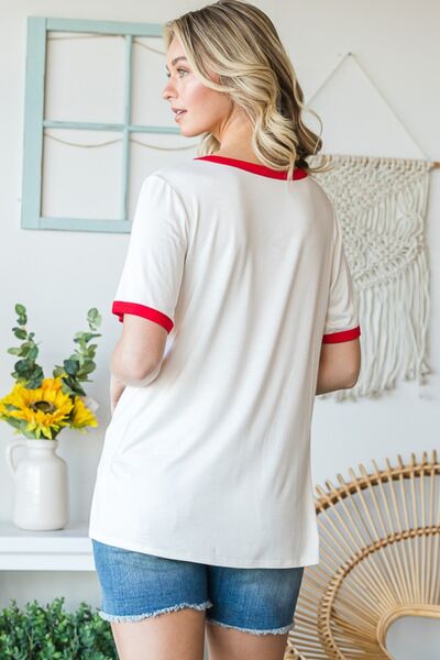 Heimish Full Size USA Contrast Trim Short Sleeve T-Shirt Shop One Place