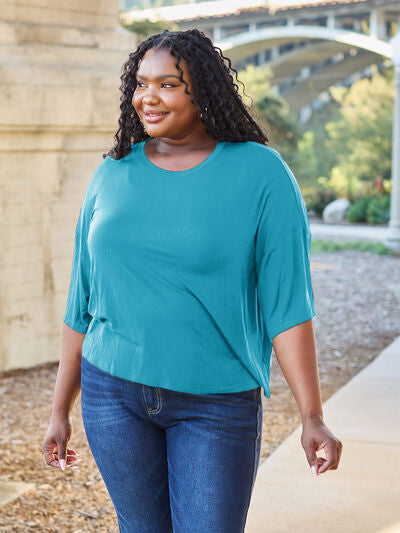 Basic Bae Full Size Round Neck Drop Shoulder T-Shirt Shop One Place