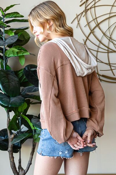 Reborn J Button Up Drawstring Striped Hooded Jacket Shop One Place