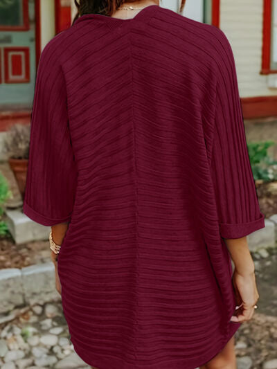 Striped Open Front Knit Cardigan Shop One Place