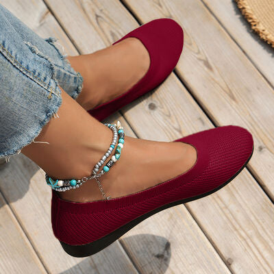 Round Toe Knit Ballet Flats Shop One Place