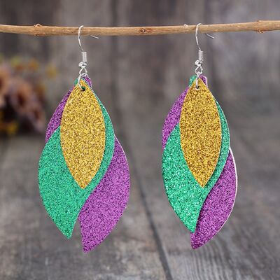 PU Leather Leaf Dangle Earrings Shop One Place