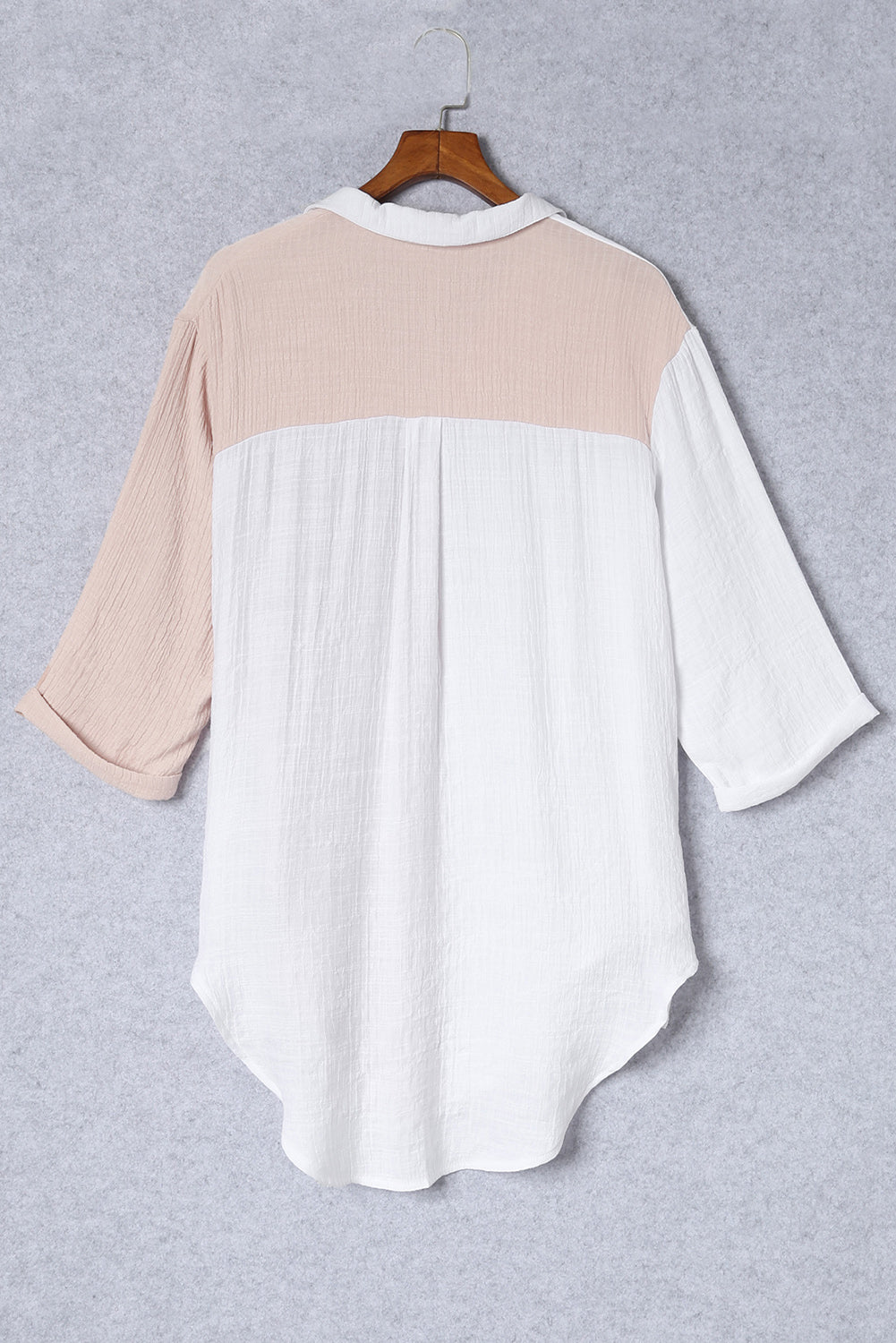 Two-Tone Button Up Dropped Shoulder Shirt Shop One Place