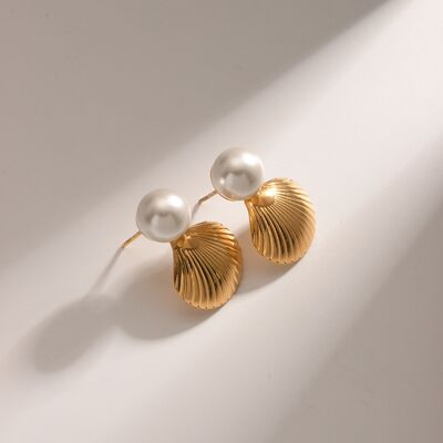 18K Gold-Plated Stainless Steel Shell Shape Earrings Shop One Place