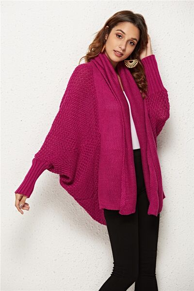 Open Front Batwing Sleeve Cardigan Shop One Place