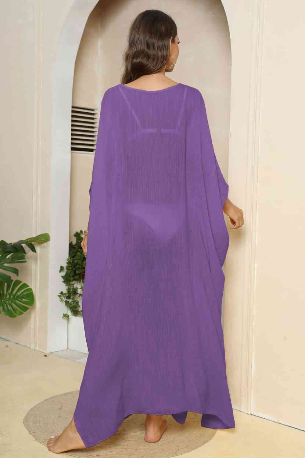 V-Neck Three-Quarter Sleeve Cover-Up Shop One Place