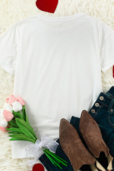 LOVE Round Neck Short Sleeve T-Shirt Shop One Place