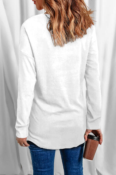 Sequin V-Neck Long Sleeve T-Shirt Shop One Place