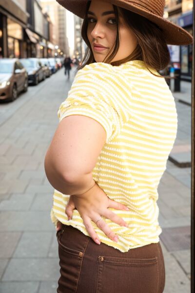 Plus Size Striped Round Neck T-Shirt Shop One Place