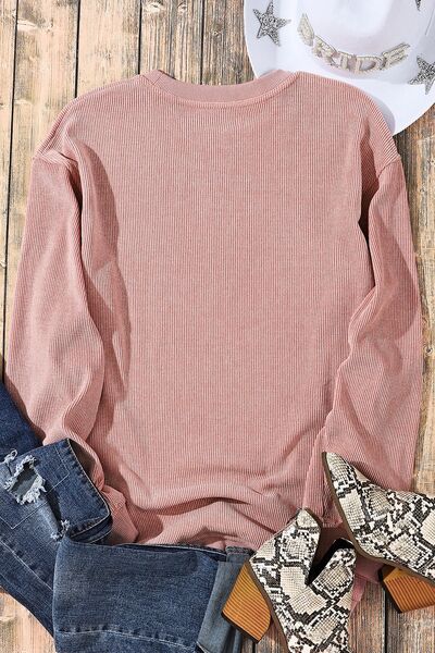 Bow Sequin Round Neck Sweatshirt Shop One Place