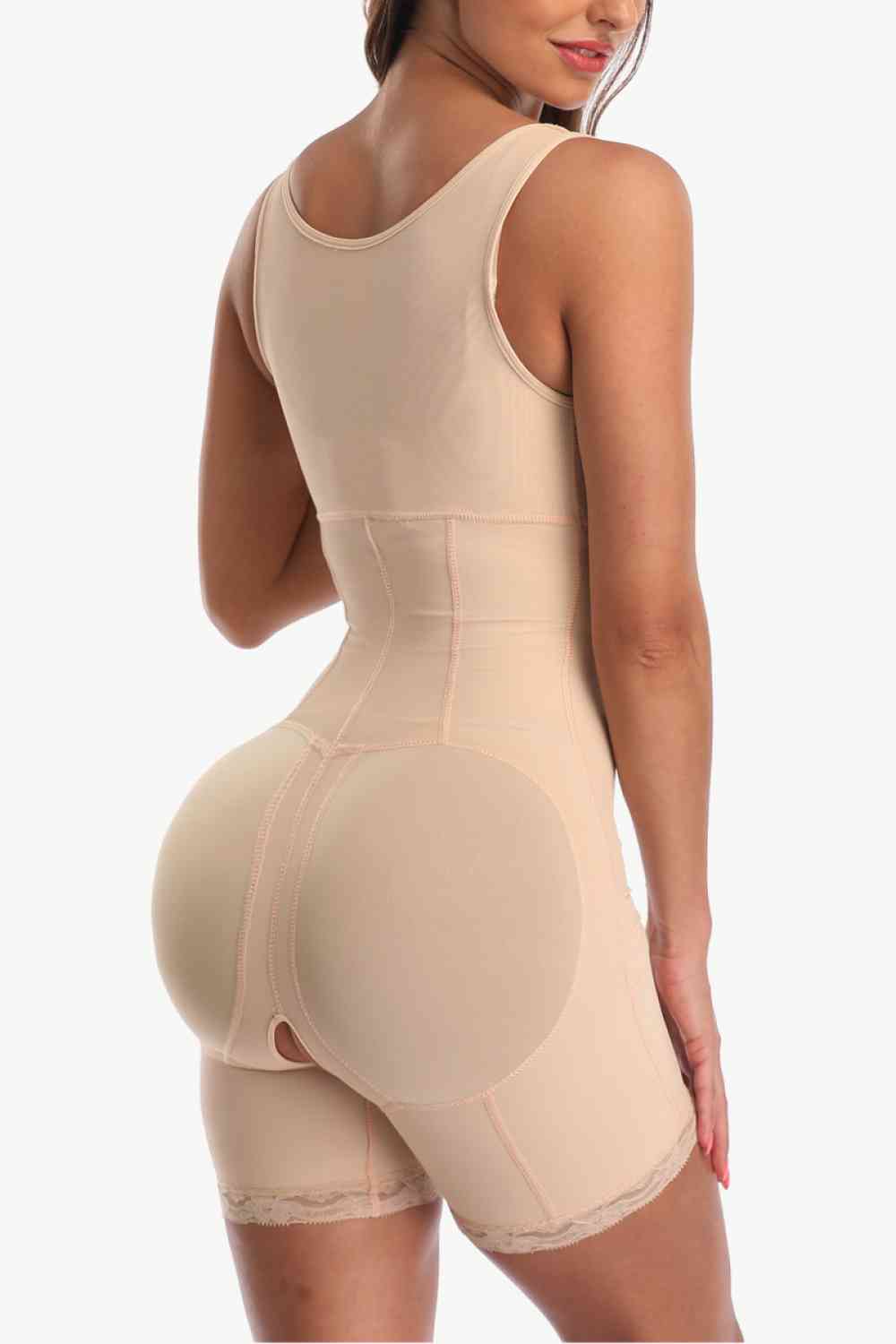 Full Size Zip-Up Lace Detail Shapewear Shop One Place