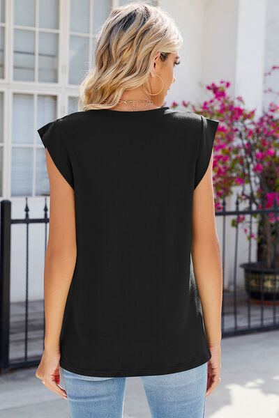 V-Neck Cap Sleeve Tank Shop One Place