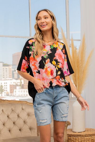 Sew In Love Full Size Floral Round Neck Short Sleeve T-Shirt Shop One Place
