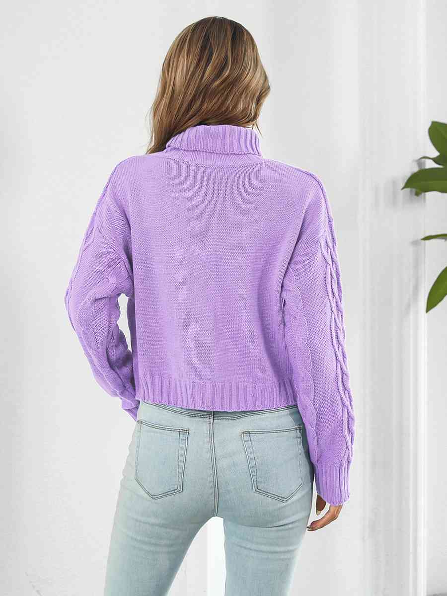 Turtleneck Dropped Shoulder Sweater Shop One Place