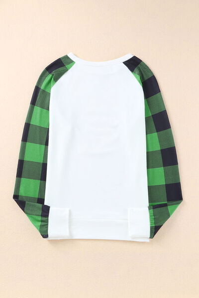 Lucky Clover Sequin Round Neck Sweatshirt Shop One Place