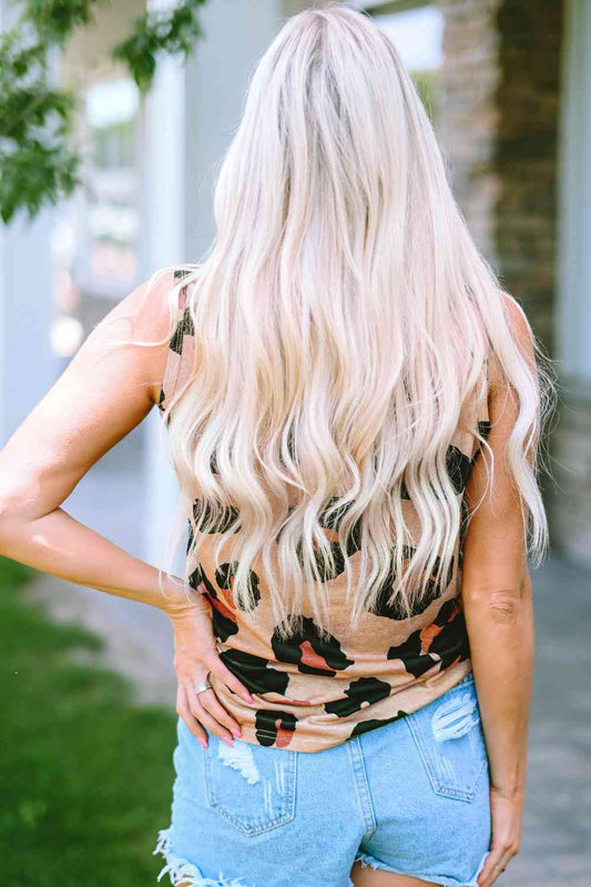 Leopard Print Round Neck Tank Shop One Place