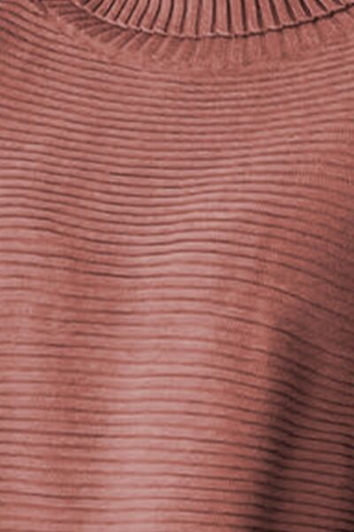 Ribbed Turtleneck Dropped Shoulder Pullover Sweater Shop One Place