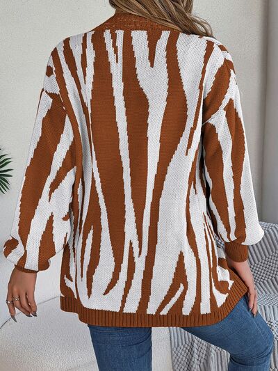Open Front Animal Print Cardigan Shop One Place
