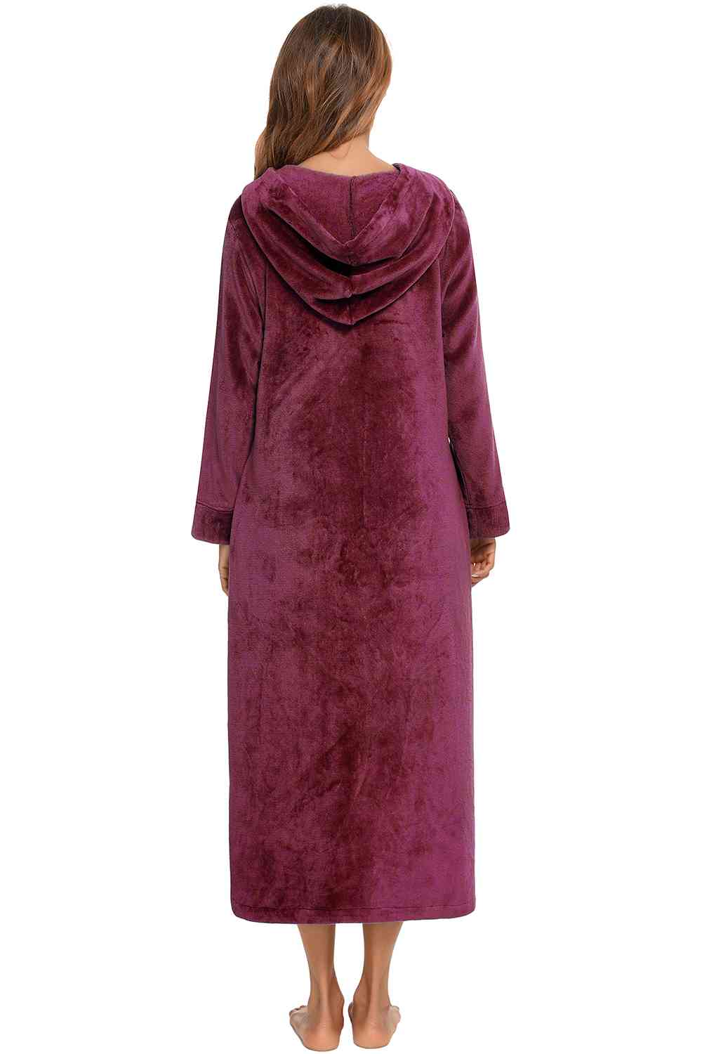 Zip Front Hooded Night Dress with Pockets Shop One Place