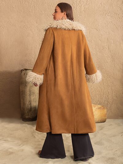 Plus Size Open Front Long Sleeve Coat Shop One Place