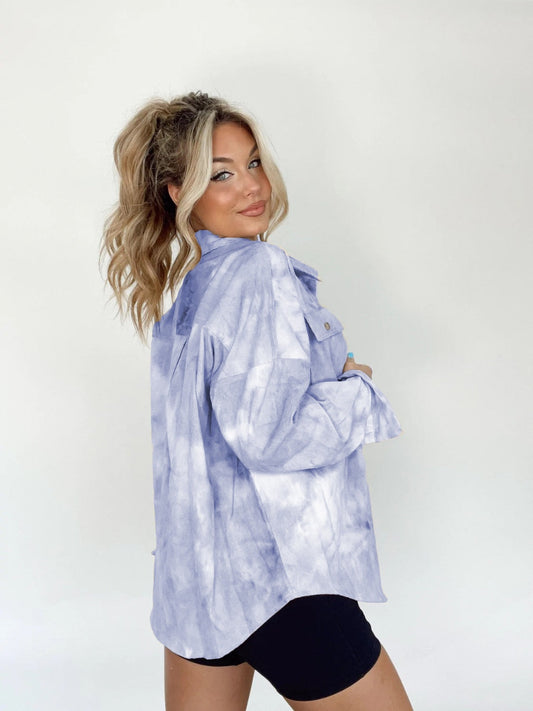 Tie-Dye Button Up Long Sleeve Shirt Shop One Place