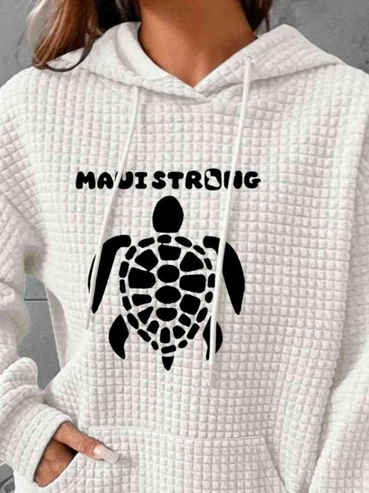 Full Size Turtle Graphic Drawstring Hoodie Shop One Place