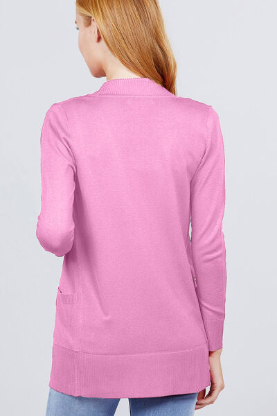 ACTIVE BASIC Ribbed Trim Open Front Cardigan Shop One Place