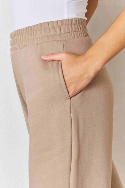 RISEN Wide Waistband Slit Wide Leg Pants Shop One Place