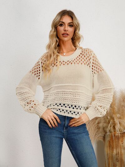 Cutout Round Neck Knit Top Shop One Place