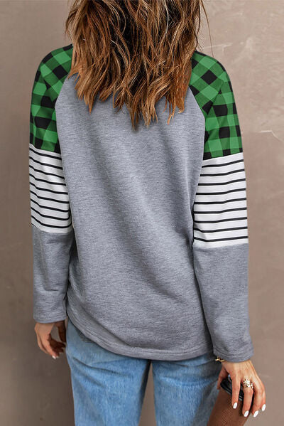 Lucky Clover Raglan Sleeve Sweatshirt Shop One Place