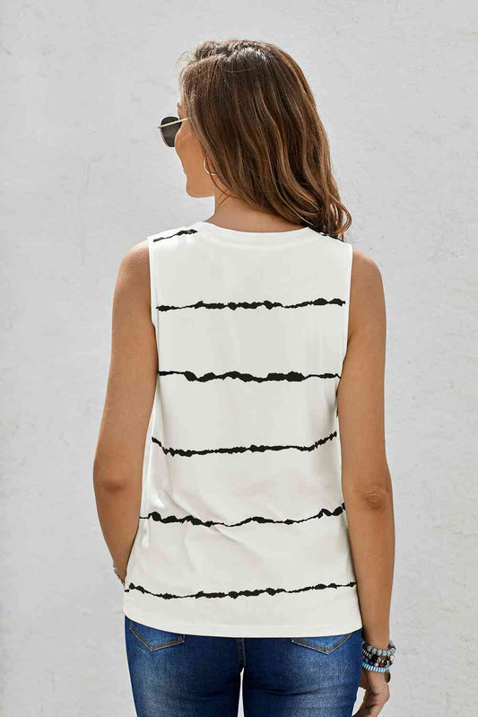 Striped Round Neck Tank Shop One Place