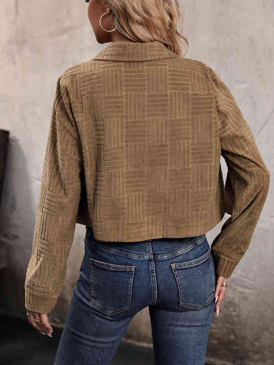 Collared Neck Button Front Jacket Shop One Place