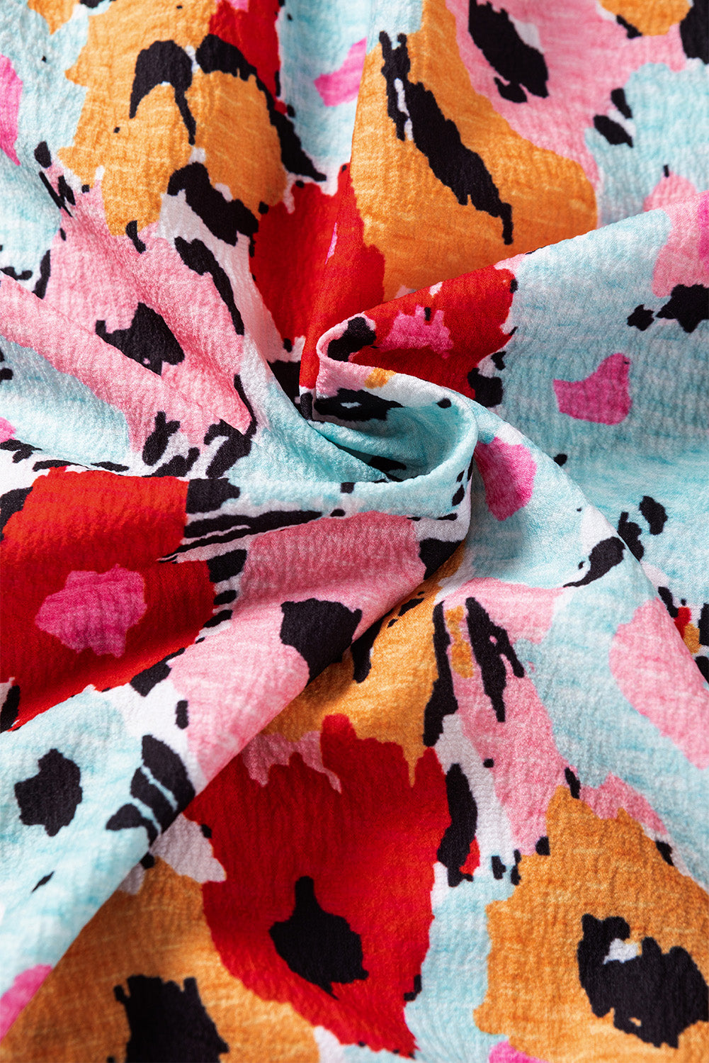 Printed Mock Neck Short Sleeve Blouse Shop One Place