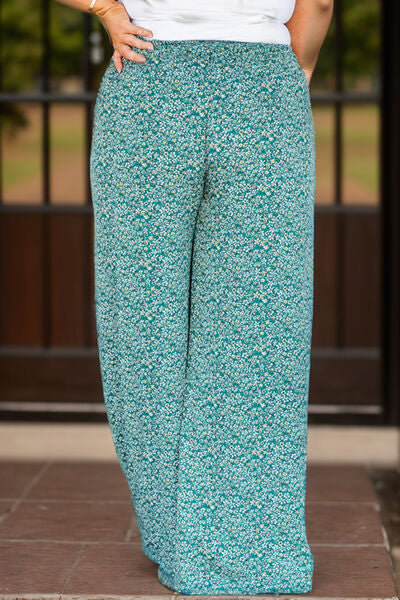 Plus Size Ditsy Floral Wide Lag Pants Shop One Place