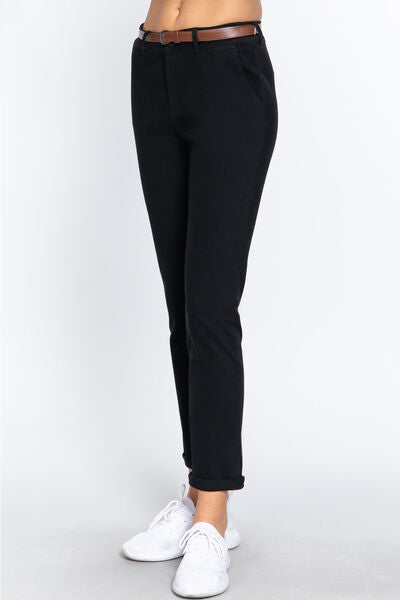 ACTIVE BASIC Cotton-Span Twill Straight Pants Shop One Place