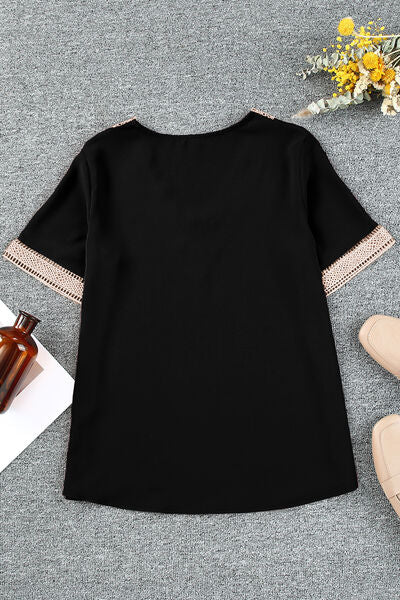 Plus Size V-Neck Short Sleeve Blouse Shop One Place