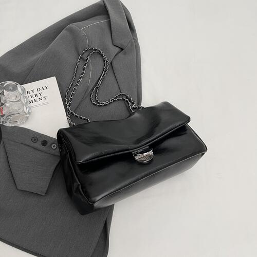 Textured PU Leather Shoulder Bag Shop One Place