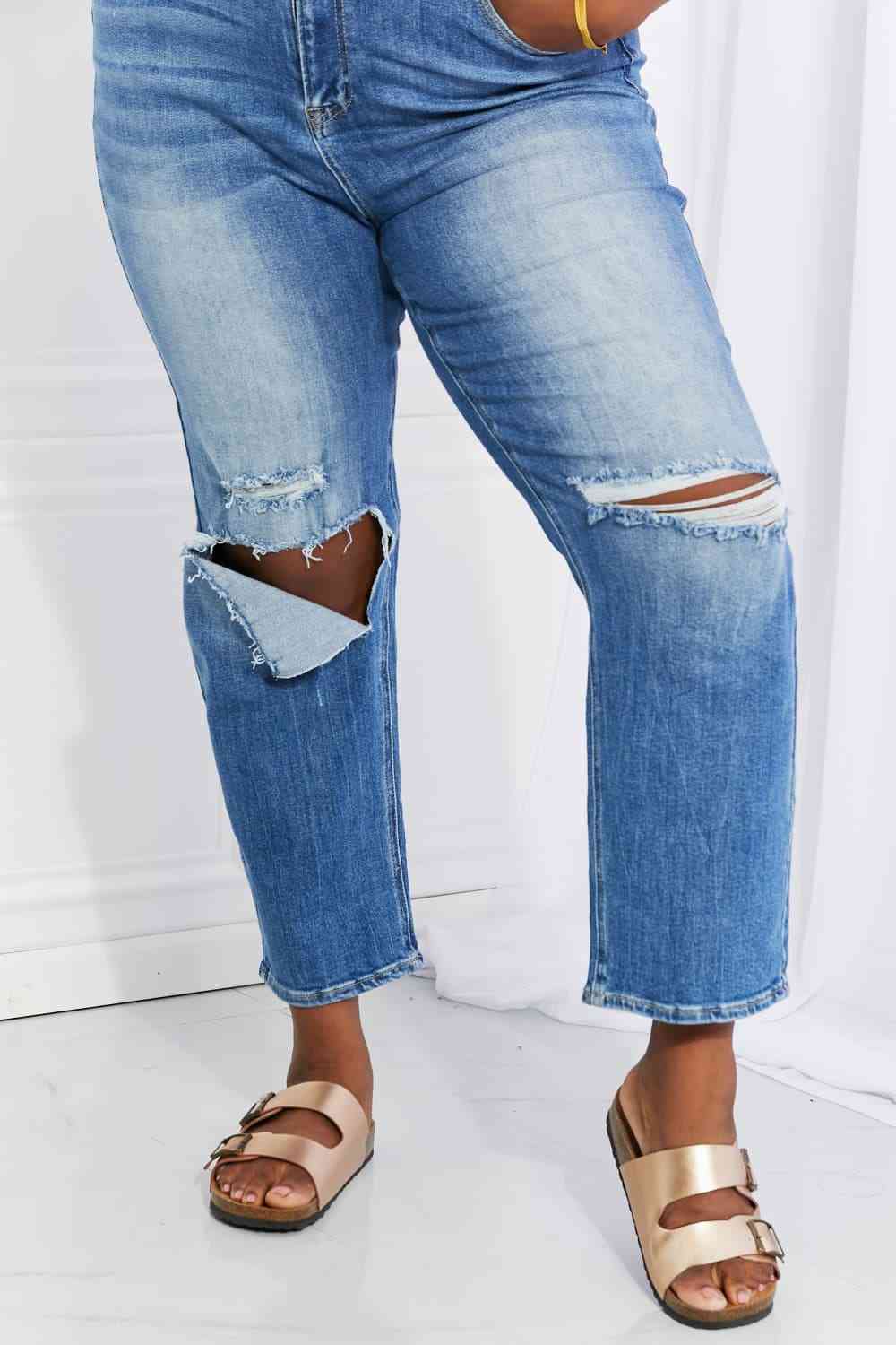 RISEN Full Size Emily High Rise Relaxed Jeans Shop One Place