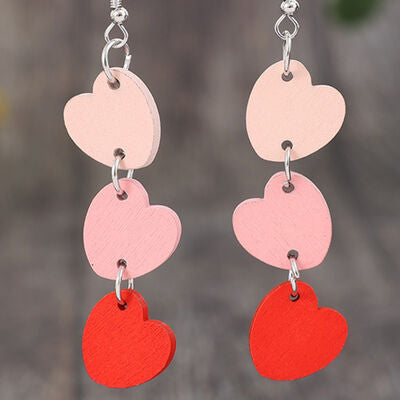 Heart Wood Dangle Earrings Shop One Place