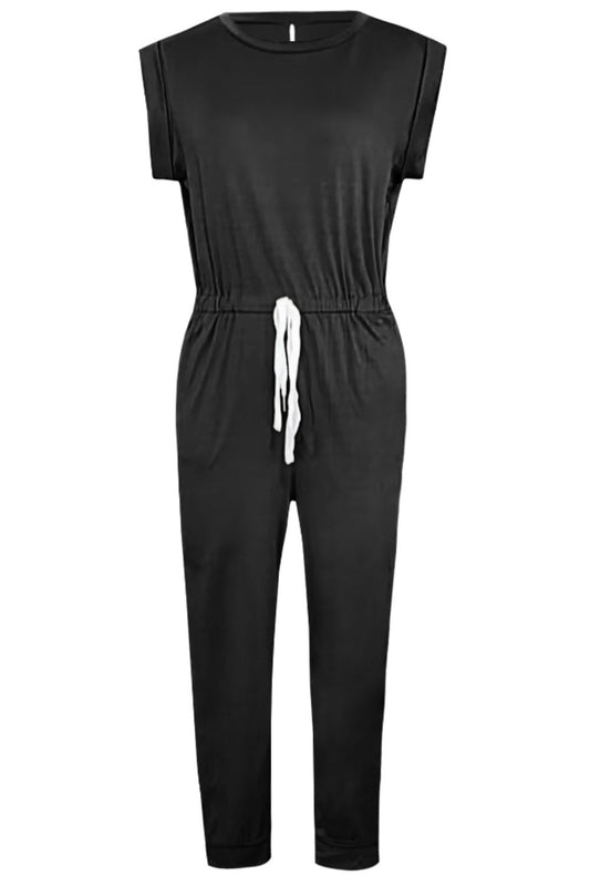 Drawstring Round Neck Sleeveless Jumpsuit Shop One Place