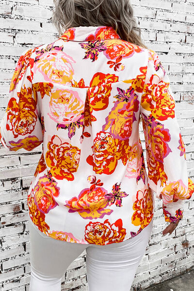 Plus Size Printed Long Sleeve Shirt Shop One Place