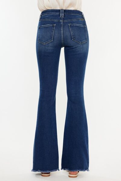 Kancan Cat's Whiskers Raw Hem Flare Jeans Shop One Place