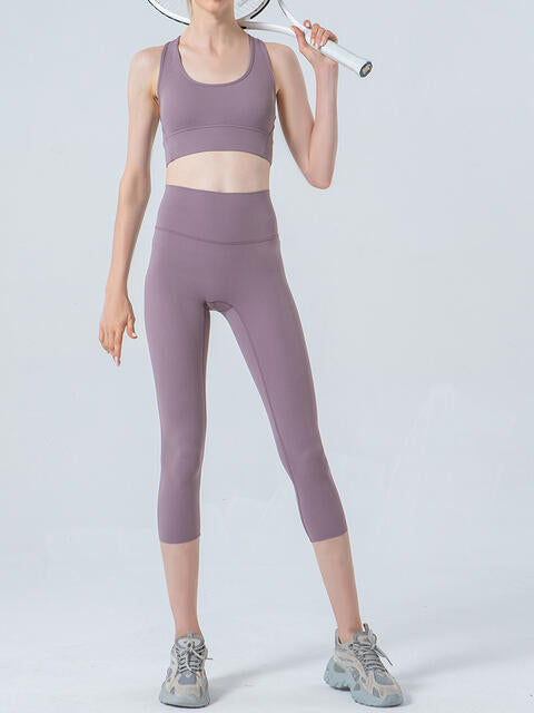 Wide Waistband Cropped Sports Leggings Shop One Place